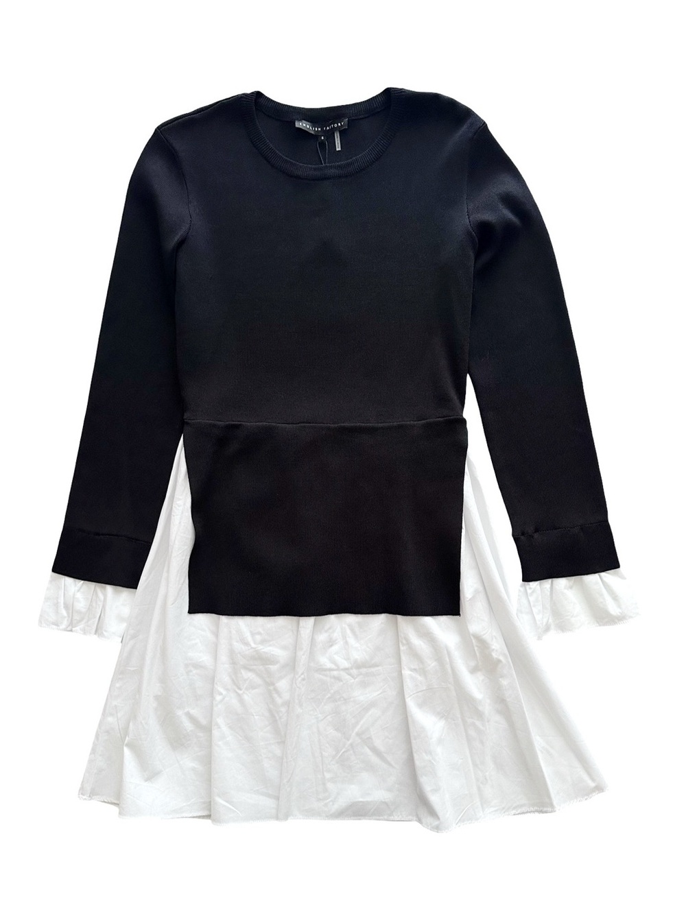 English Factory Poplin Combo Knit Mini Dress Black and White Size Small NWT